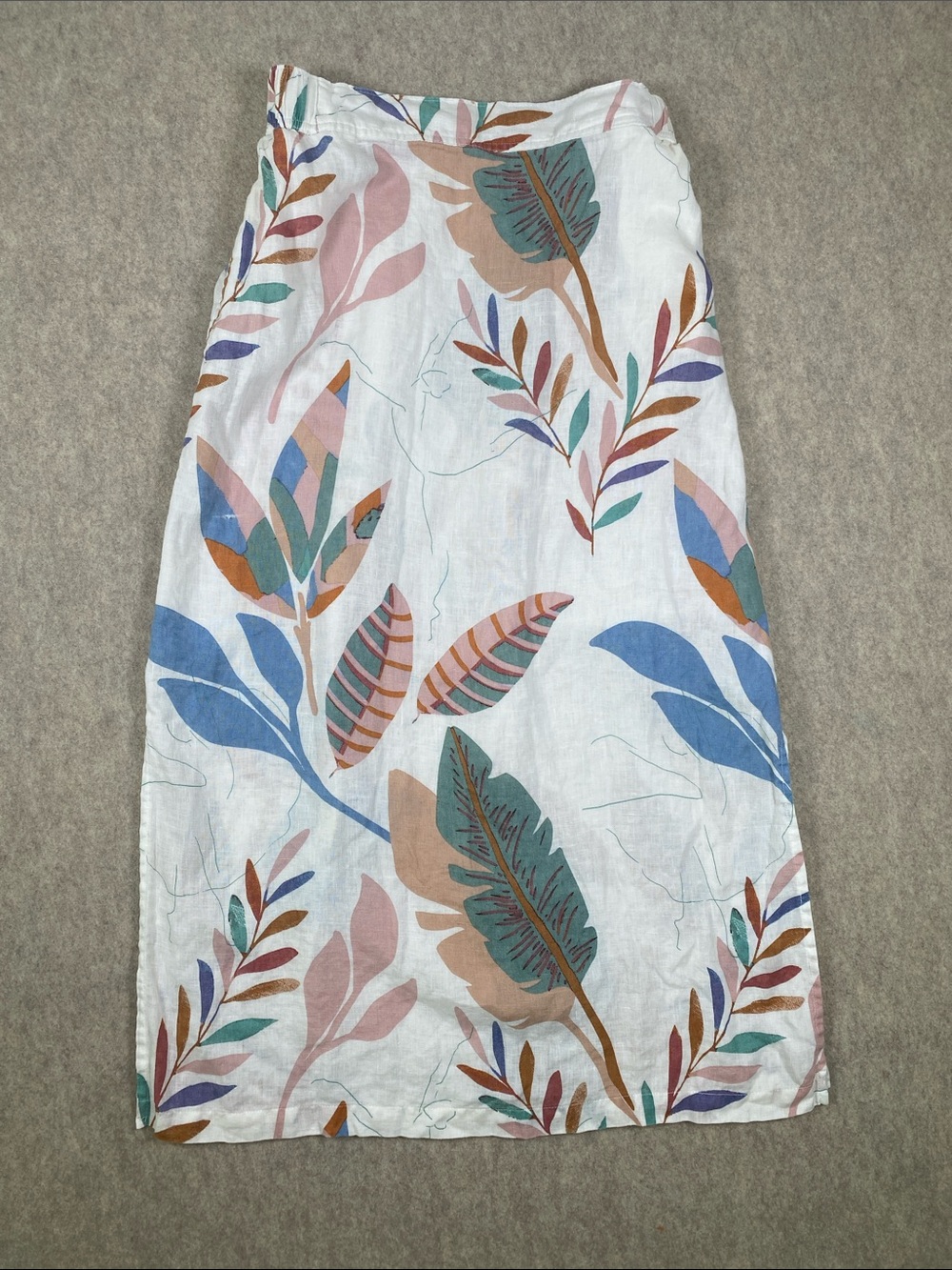 Cynthia Rowley 100% Linen Botanical Floral Maxi Skirt Multicolor Size S